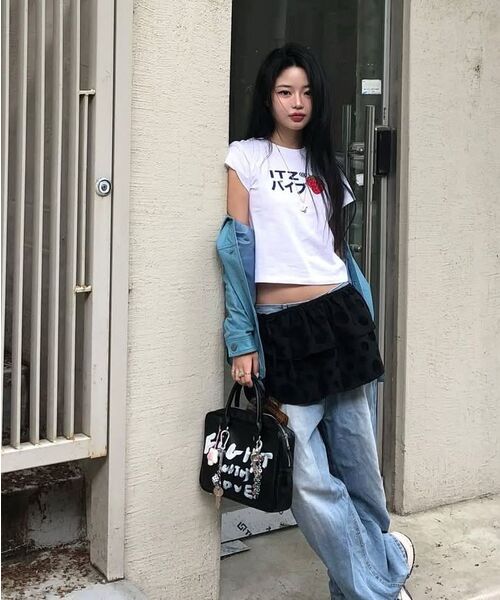 ITZAVIBE(イッザバイブ)の「BLACK DOTTED LAYERED WRAP SHORT SKIRT(スカート・レディース・その他・ONE SIZE)」の9枚目の写真