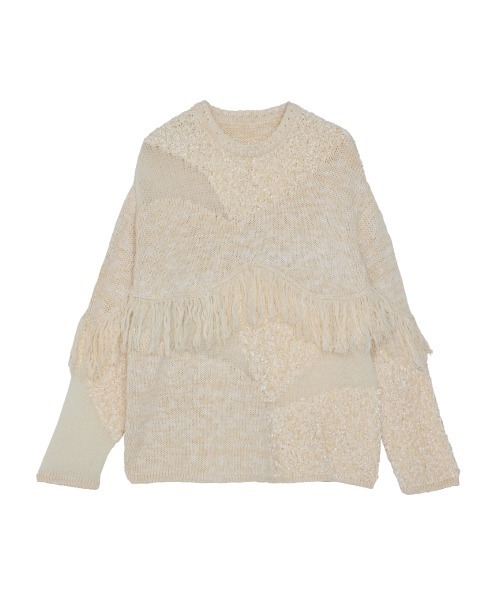 DOCKING PATTERN FRINGE KNIT（ニット/セーター）｜Ameri（アメリ）の