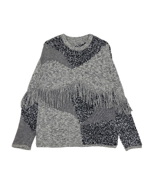 DOCKING PATTERN FRINGE KNIT（ニット/セーター）｜Ameri（アメリ）の