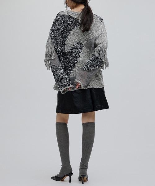 DOCKING PATTERN FRINGE KNIT（ニット/セーター）｜Ameri（アメリ）の
