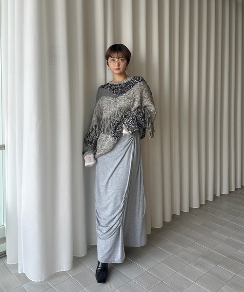 DOCKING PATTERN FRINGE KNIT（ニット/セーター）｜Ameri（アメリ）の