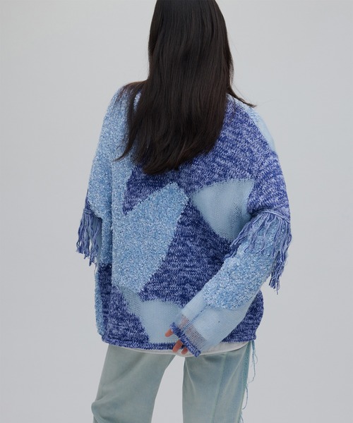 DOCKING PATTERN FRINGE KNIT（ニット/セーター）｜Ameri（アメリ）の