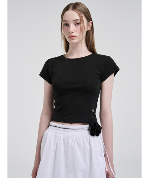 ETMON(エトモン)の「Cap Sleeve T-Shirt, Black(Tシャツ/カットソー・レディース・その他・FREE)」の1枚目の写真