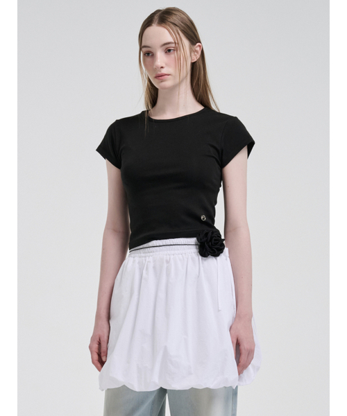 ETMON(エトモン)の「Cap Sleeve T-Shirt, Black(Tシャツ/カットソー・レディース・その他・FREE)」の5枚目の写真