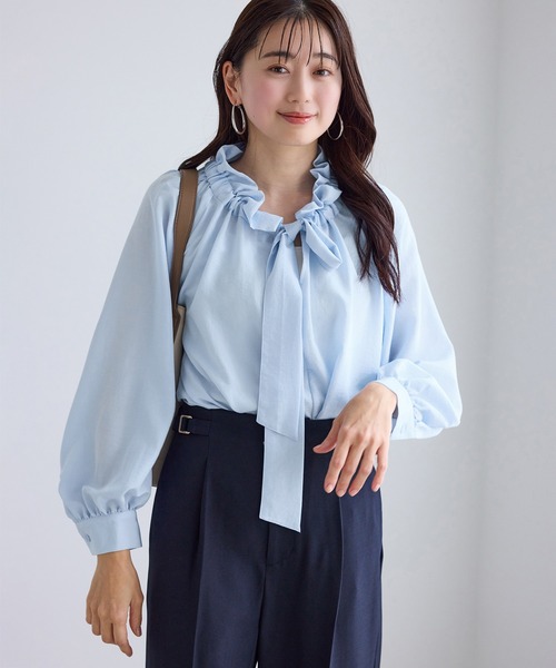 ROPE' PICNIC（ロペピクニック）の「ネックコンシャスデザインシャツ/イージーケア（シャツ/ブラウス・レディース・ホワイト/ホワイト系その他2/サックスブルー/クリーム・FREE）」の4枚目の写真