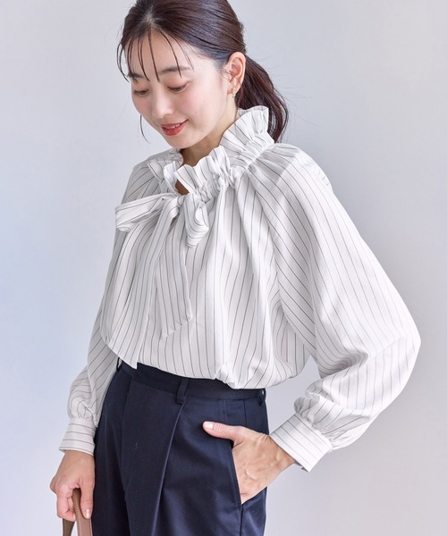 ROPE' PICNIC（ロペピクニック）の「ネックコンシャスデザインシャツ/イージーケア（シャツ/ブラウス・レディース・ホワイト/ホワイト系その他2/サックスブルー/クリーム・FREE）」の3枚目の写真