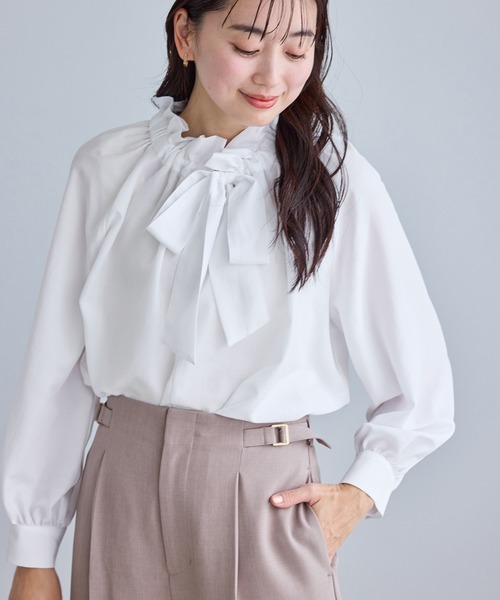 ROPE' PICNIC（ロペピクニック）の「ネックコンシャスデザインシャツ/イージーケア（シャツ/ブラウス・レディース・ホワイト/ホワイト系その他2/サックスブルー/クリーム・FREE）」の7枚目の写真