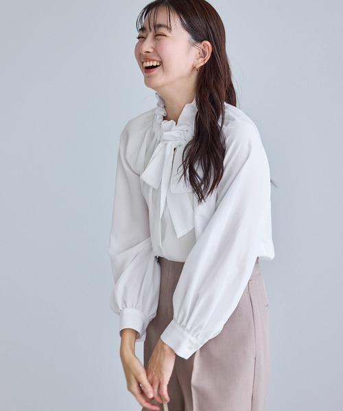 ROPE' PICNIC（ロペピクニック）の「ネックコンシャスデザインシャツ/イージーケア（シャツ/ブラウス・レディース・ホワイト/ホワイト系その他2/サックスブルー/クリーム・FREE）」の8枚目の写真