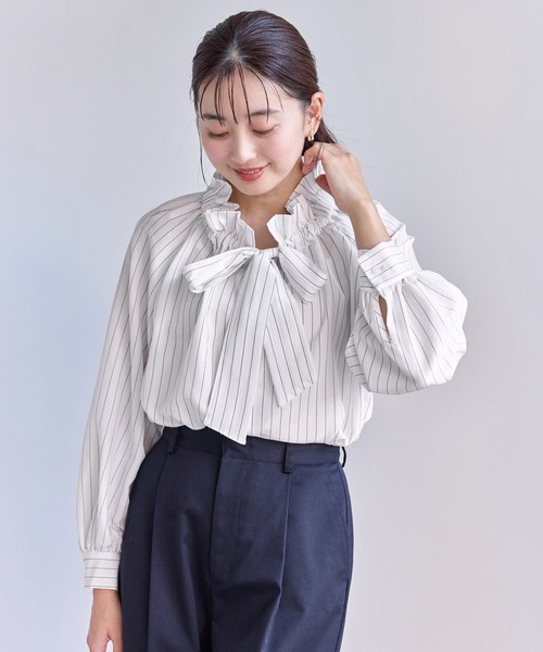 ROPE' PICNIC（ロペピクニック）の「ネックコンシャスデザインシャツ/イージーケア（シャツ/ブラウス・レディース・ホワイト/ホワイト系その他2/サックスブルー/クリーム・FREE）」の16枚目の写真