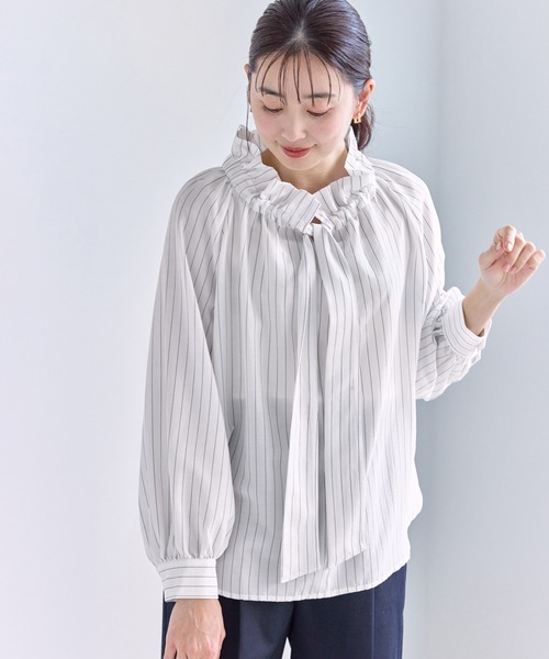 ROPE' PICNIC（ロペピクニック）の「ネックコンシャスデザインシャツ/イージーケア（シャツ/ブラウス・レディース・ホワイト/ホワイト系その他2/サックスブルー/クリーム・FREE）」の18枚目の写真