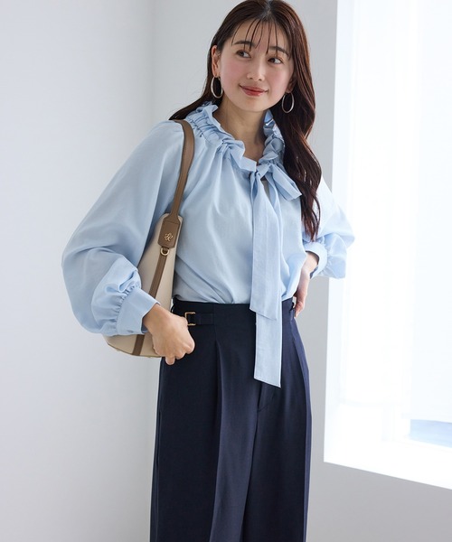 ROPE' PICNIC（ロペピクニック）の「ネックコンシャスデザインシャツ（シャツ/ブラウス・レディース・ホワイト/クリーム/ホワイト系その他2/サックスブルー・FREE）」の14枚目の写真