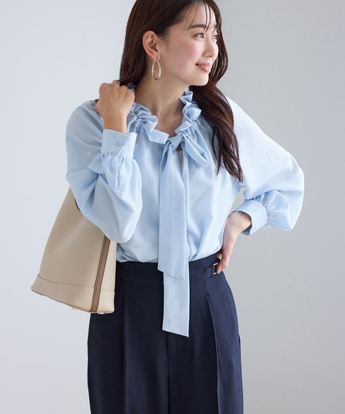 ROPE' PICNIC（ロペピクニック）の「ネックコンシャスデザインシャツ（シャツ/ブラウス・レディース・ホワイト/クリーム/ホワイト系その他2/サックスブルー・FREE）」の15枚目の写真