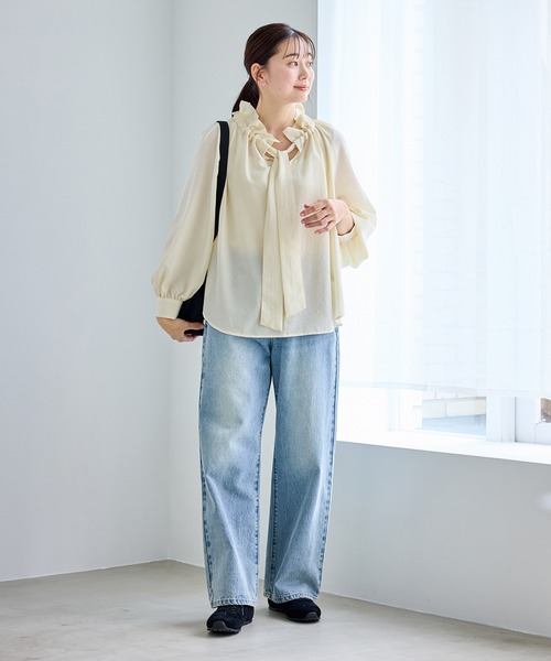 ROPE' PICNIC（ロペピクニック）の「ネックコンシャスデザインシャツ（シャツ/ブラウス・レディース・ホワイト/クリーム/ホワイト系その他2/サックスブルー・FREE）」の18枚目の写真