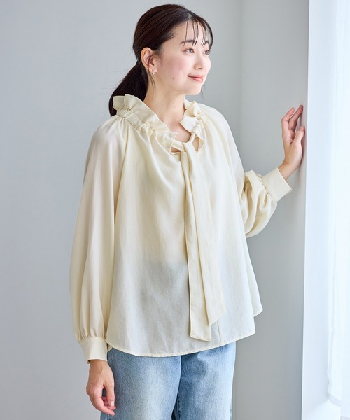 ROPE' PICNIC（ロペピクニック）の「ネックコンシャスデザインシャツ（シャツ/ブラウス・レディース・ホワイト/クリーム/ホワイト系その他2/サックスブルー・FREE）」の19枚目の写真