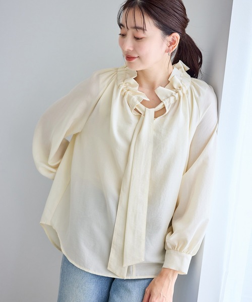 ROPE' PICNIC（ロペピクニック）の「ネックコンシャスデザインシャツ（シャツ/ブラウス・レディース・ホワイト/クリーム/ホワイト系その他2/サックスブルー・FREE）」の21枚目の写真