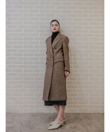 LUNECAVE（ルン ケイブ）の「ウールヘリンボーンルーズフィットダブルブレストロングコート（チェスターコート）」