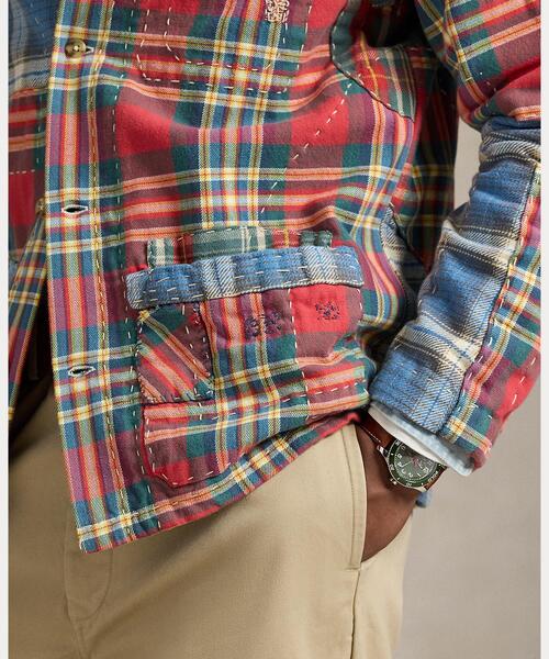 パッチワーク チェック フランネル オーバーシャツ（シャツ/ブラウス
