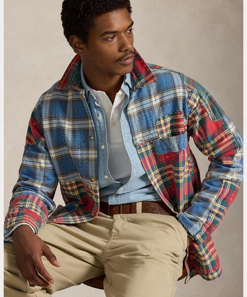 パッチワーク チェック フランネル オーバーシャツ（シャツ/ブラウス