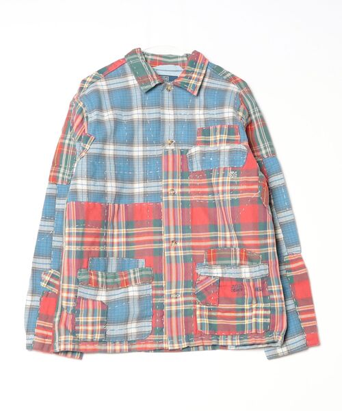 パッチワーク チェック フランネル オーバーシャツ（シャツ/ブラウス