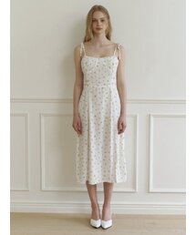 Bloom flower ribbon dress - white