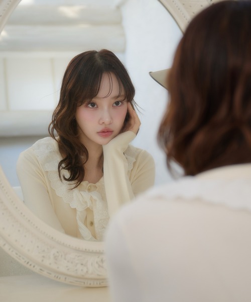 fupel（フぺル）の「cotton lace frill tie knit tops / コットンレースフリルタイニットトップス（ニット/セーター・レディース・アイボリー/ピンク・FREE）」の17枚目の写真