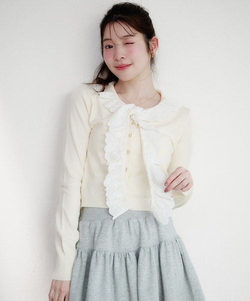 トップス Fleur frill knit tops AM1807 ANDMARY】Fleur frill knit tops