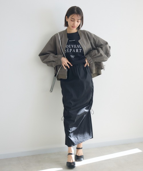 KATHARINE ROSS（キャサリンロス）の「【KATHARINE ROSS】サイドドロストゆったりタイトスカート（スカート・レディース・ブラック/チャコールグレー・FREE）」の8枚目の写真