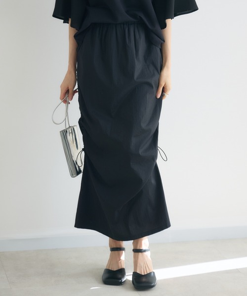 KATHARINE ROSS（キャサリンロス）の「【KATHARINE ROSS】サイドドロストゆったりタイトスカート（スカート・レディース・ブラック/チャコールグレー・FREE）」の4枚目の写真