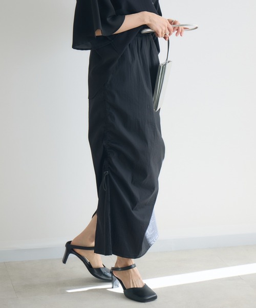 KATHARINE ROSS（キャサリンロス）の「【KATHARINE ROSS】サイドドロストゆったりタイトスカート（スカート・レディース・ブラック/チャコールグレー・FREE）」の3枚目の写真