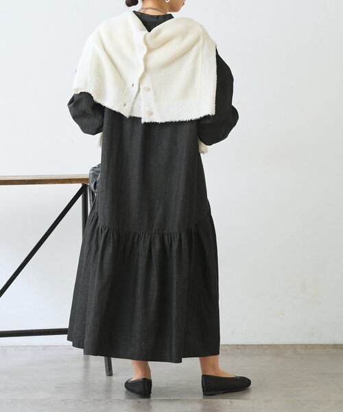 Jena espace merveilleux（ジェナ　エスパスメルヴェイユ）の「【体系カバー◎/デニム風】コットンリネンカーブワンピース（ワンピース・レディース・ブラック/ブルー・FREE）」の7枚目の写真