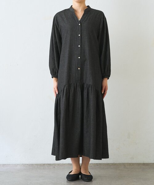 Jena espace merveilleux（ジェナ　エスパスメルヴェイユ）の「【体系カバー◎/デニム風】コットンリネンカーブワンピース（ワンピース・レディース・ブラック/ブルー・FREE）」の11枚目の写真