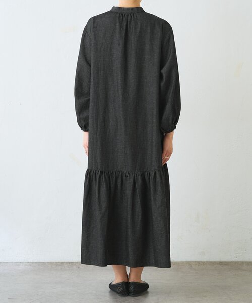 Jena espace merveilleux（ジェナ　エスパスメルヴェイユ）の「【体系カバー◎/デニム風】コットンリネンカーブワンピース（ワンピース・レディース・ブラック/ブルー・FREE）」の13枚目の写真