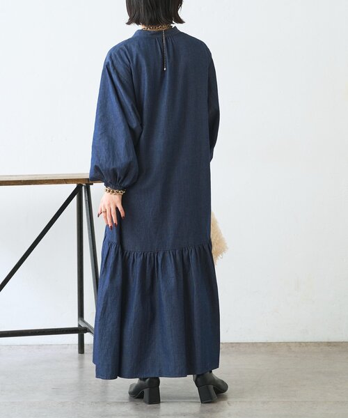 Jena espace merveilleux（ジェナ　エスパスメルヴェイユ）の「【体系カバー◎/デニム風】コットンリネンカーブワンピース（ワンピース・レディース・ブラック/ブルー・FREE）」の22枚目の写真