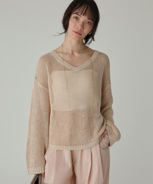 BABYLONE（バビロン）の「2WAYリネンプルオーバー（ニット/セーター・レディース・チャコール/ベージュ/オフホワイト/セージグリーン・フリー）」の4枚目の写真