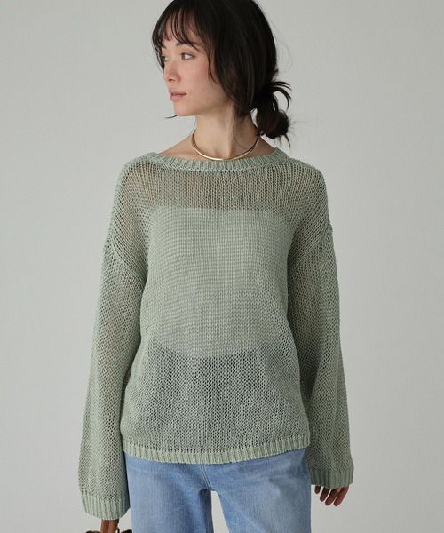 BABYLONE（バビロン）の「2WAYリネンプルオーバー（ニット/セーター・レディース・チャコール/ベージュ/オフホワイト/セージグリーン・フリー）」の5枚目の写真