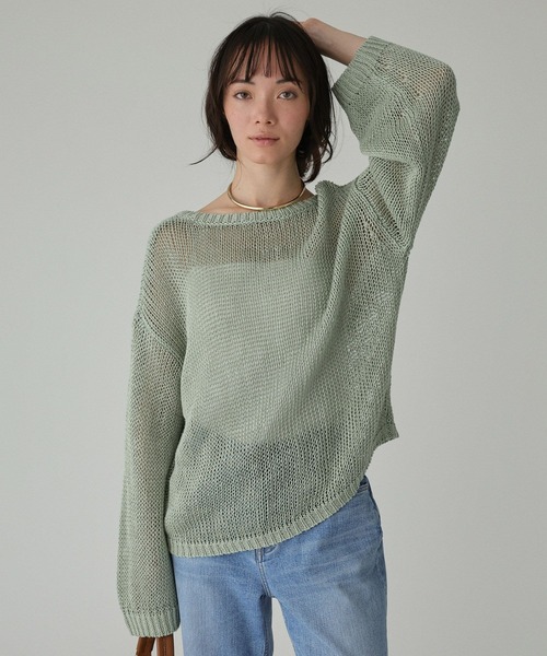 BABYLONE（バビロン）の「2WAYリネンプルオーバー（ニット/セーター・レディース・チャコール/ベージュ/オフホワイト/セージグリーン・フリー）」の6枚目の写真