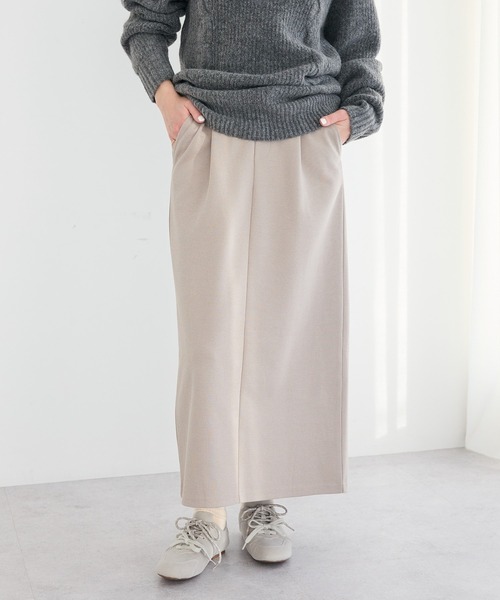 CRAFT STANDARD BOUTIQUE(クラフトスタンダードブティック)の「フクレジャカードIラインスカート◆(スカート・レディース・アイボリー/ブラック/ライトグレー・FREE)」の1枚目の写真