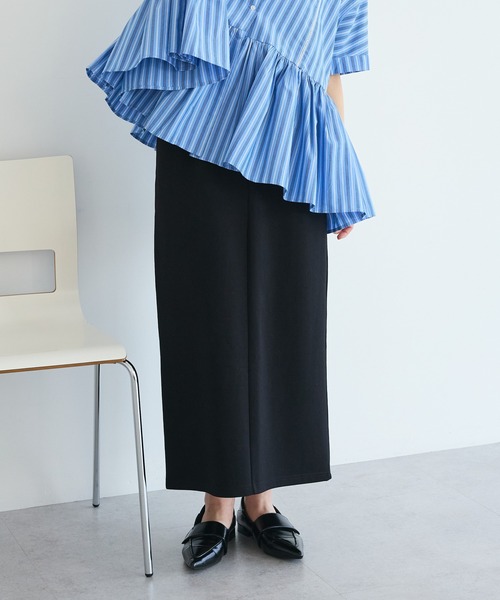 CRAFT STANDARD BOUTIQUE(クラフトスタンダードブティック)の「フクレジャカードIラインスカート◆(スカート・レディース・アイボリー/ブラック/ライトグレー・FREE)」の3枚目の写真