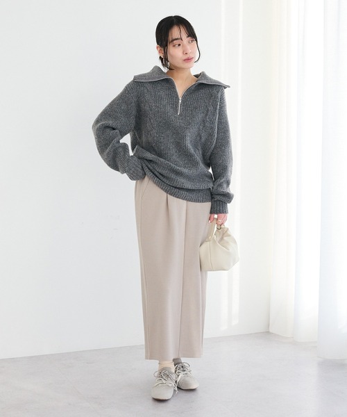 CRAFT STANDARD BOUTIQUE(クラフトスタンダードブティック)の「フクレジャカードIラインスカート◆(スカート・レディース・アイボリー/ブラック/ライトグレー・FREE)」の6枚目の写真