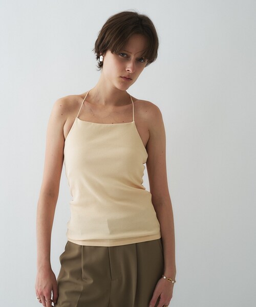 cloenc（クロエンス）の「【カップ付き／マシンウォッシュ】デザインキャミソール（タンクトップ・レディース・ブラック/ライトベージュ/ホワイト/サックスブルー・02）」の3枚目の写真