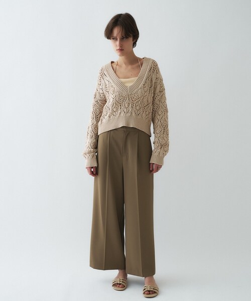 cloenc（クロエンス）の「【カップ付き／マシンウォッシュ】デザインキャミソール（タンクトップ・レディース・ブラック/ライトベージュ/ホワイト/サックスブルー・02）」の8枚目の写真