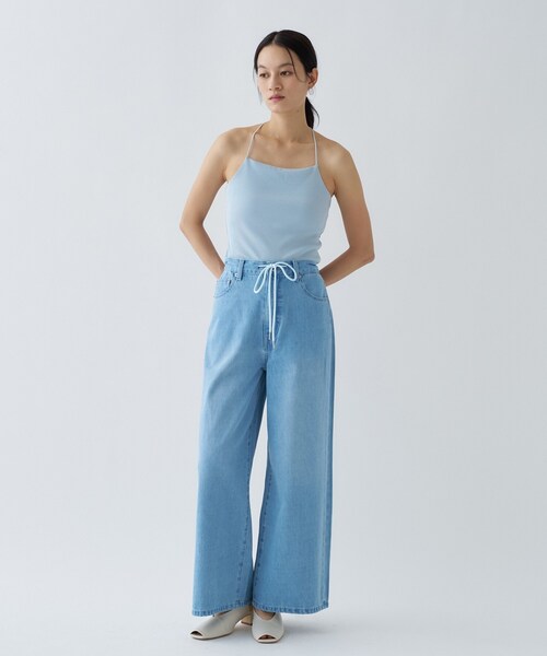 cloenc（クロエンス）の「【カップ付き／マシンウォッシュ】デザインキャミソール（タンクトップ・レディース・ブラック/ライトベージュ/ホワイト/サックスブルー・02）」の16枚目の写真