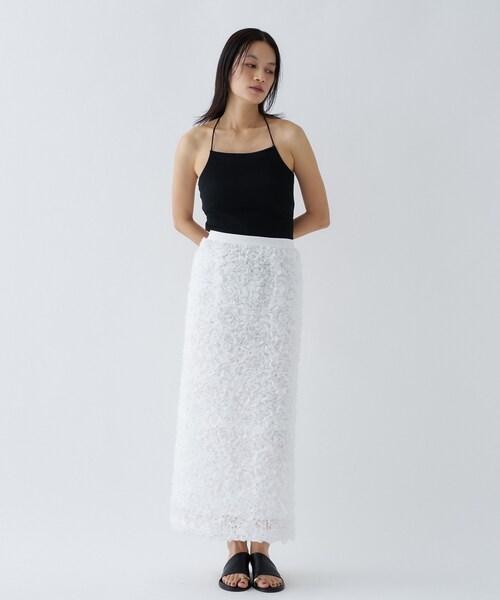 cloenc（クロエンス）の「【カップ付き／マシンウォッシュ】デザインキャミソール（タンクトップ・レディース・ブラック/ライトベージュ/ホワイト/サックスブルー・02）」の21枚目の写真