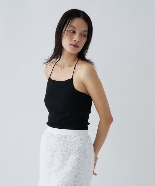 cloenc（クロエンス）の「【カップ付き／マシンウォッシュ】デザインキャミソール（タンクトップ・レディース・ブラック/ライトベージュ/ホワイト/サックスブルー・02）」の22枚目の写真