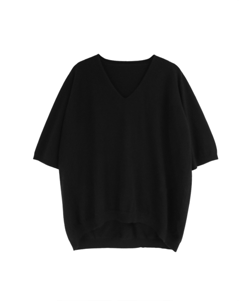 VASCARA（バスカラ）の「V-Neck Half Sleeves Knitwear (7colors)（ニット/セーター・レディース・カーキ/ブラック/ライトブラウン/パープル/ブラウン/レンガ/ライトグレー・FREE）」の13枚目の写真