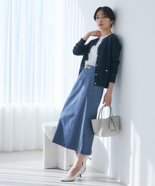 UNTITLED(アンタイトル)の「【アンサンブル可/洗える】クルーネックニットカーディガン(カーディガン/ボレロ・レディース・ネイビー/ナチュラル/ホワイト/ライトブルー/ベビーピンク・04/02/00/48/44)」の15枚目の写真