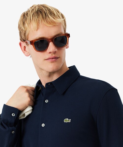 LACOSTE(ラコステ)の「スリムフィット オーガニックコットン鹿の子地長袖シャツ(シャツ/ブラウス・メンズ・ライトブルー/ネイビー/ホワイト・38/39/41/40)」の6枚目の写真