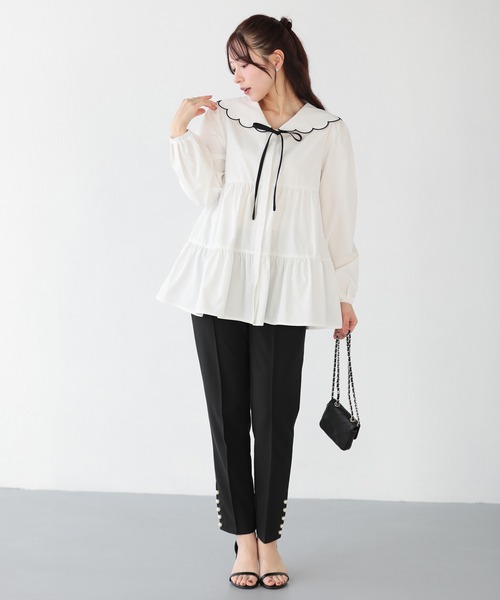 Fit more（フィットモア）の「裾パールテーパードパンツ（その他パンツ・レディース・ブラック/アイボリー/ブルーグレー・S/PS/M）」の14枚目の写真