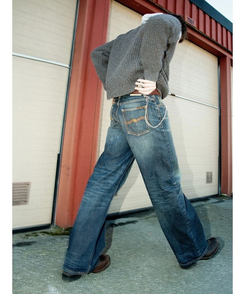 Nudie Jeans(ヌーディージーンズ)の「Nudie Jeans/ヌーディージーンズ Loud Larry / ワイドストレートフィットジーンズ / Dirt Wash(デニムパンツ・メンズ・ライトインディゴブルー・29/30/33/34/36/31/32)」の2枚目の写真