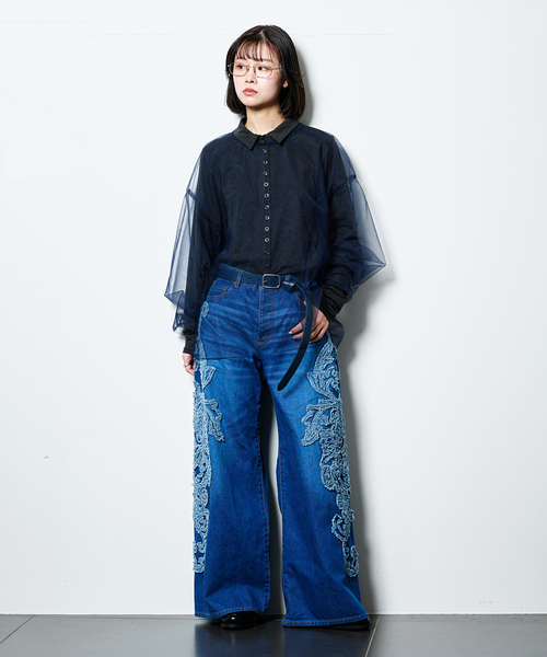 TAAKK（ターク）の「TAAKK SCULPTURAL EMBROIDERY DENIM PANTS TA26SS-PT331：デニムパンツ（デニムパンツ・レディース・ブルー・MEDIUM）」の5枚目の写真